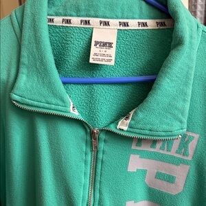 Pink Green 3/4 Zip-Up Sweatshirt